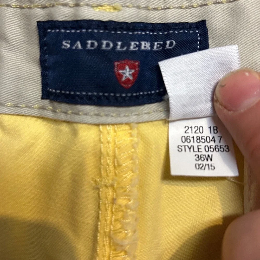 Saddlebred Mens Chino Shorts Light Yellow Cotton Twill Size 36W Style 05653